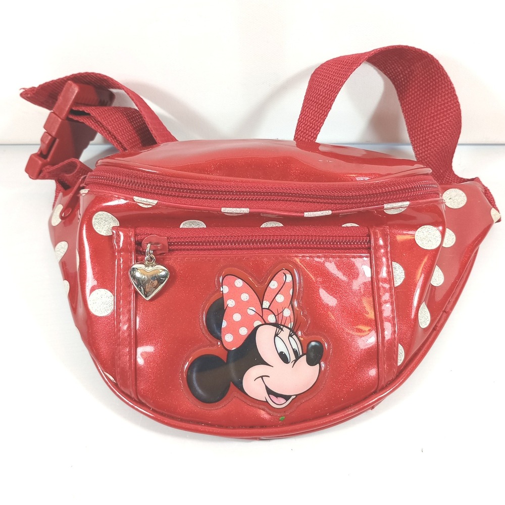 Disney Minnie Mouse Fanny Pack Red Polka Dot Glitter Belt Waist Bag One Size